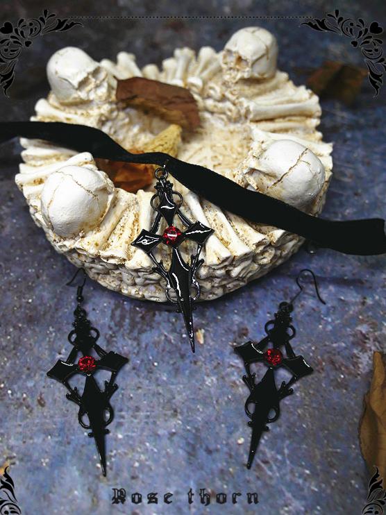 Cross Dark Halloween Gothic Earrings Choker