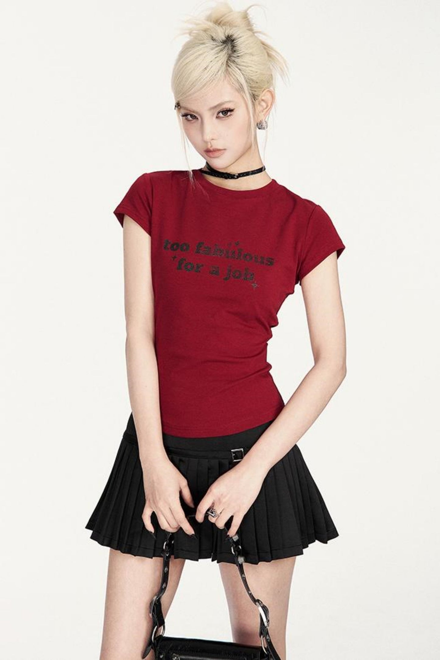 Basal Pleated Satin Skirt