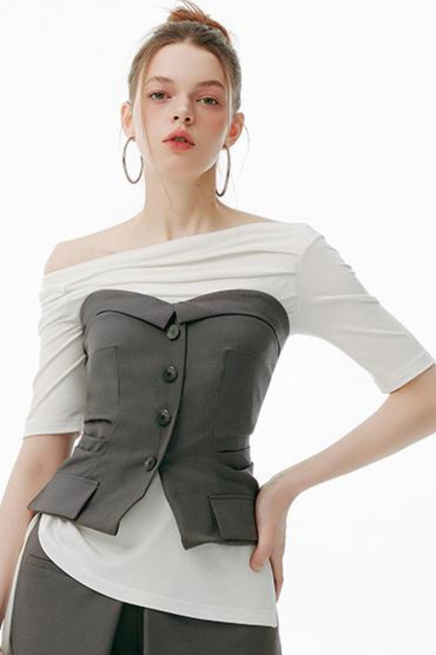 Gray Up Set Bustier