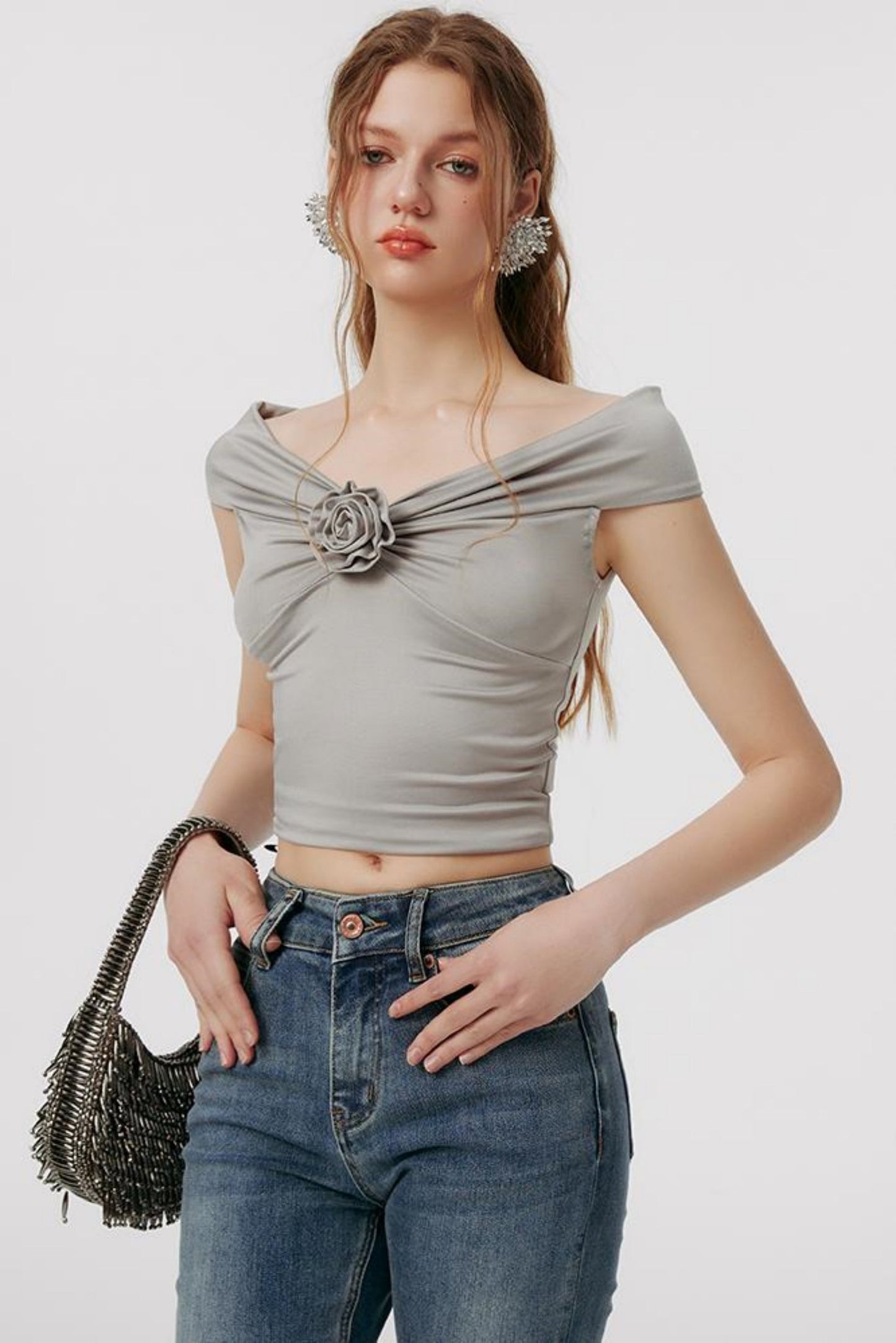 Girl Mint Knit Floral Top