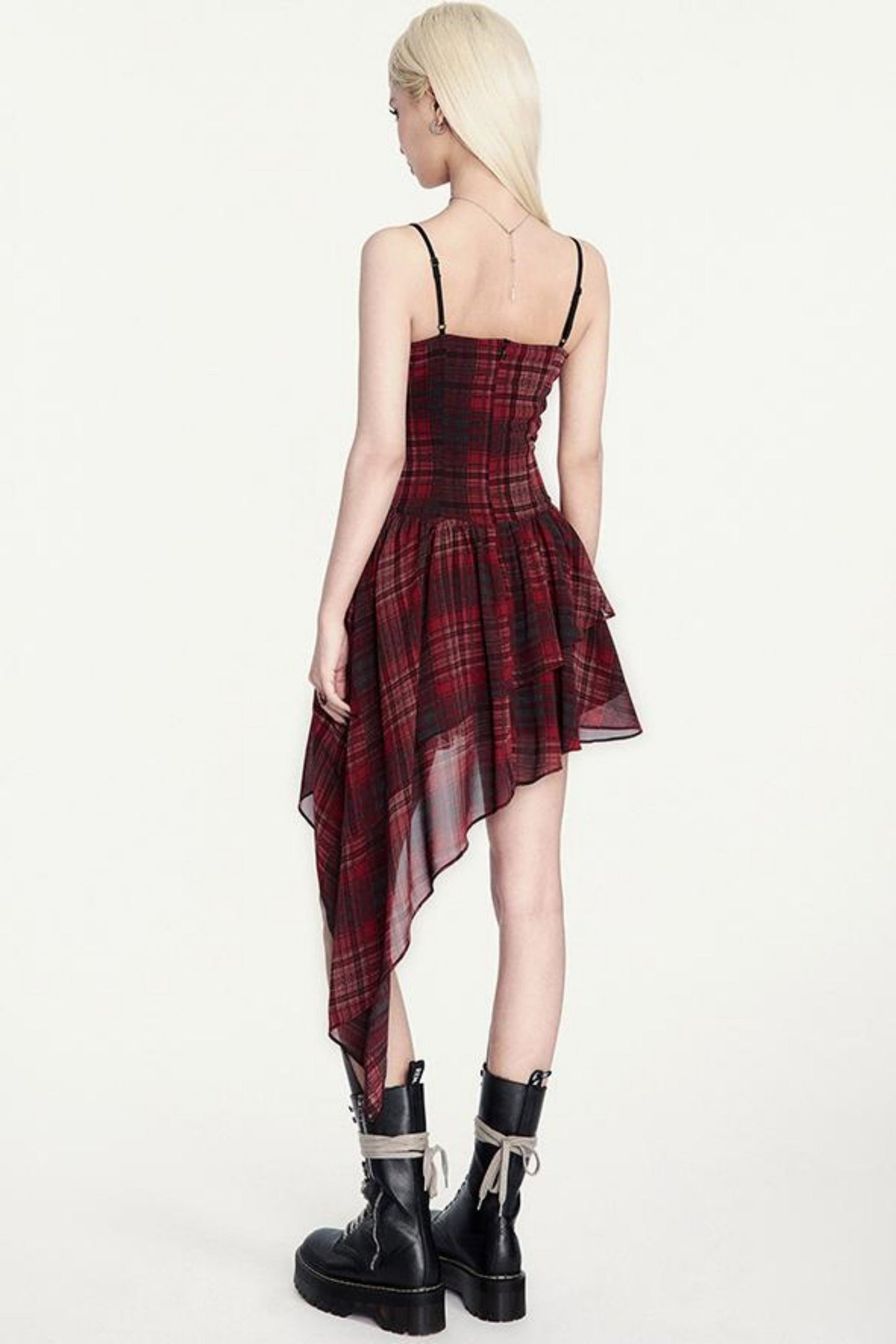 Irregular Sling Dress Check