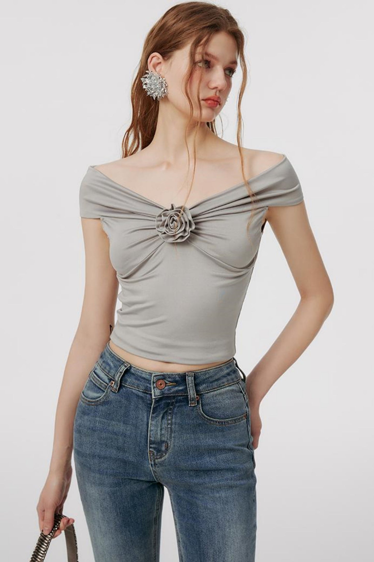 Girl Mint Knit Floral Top