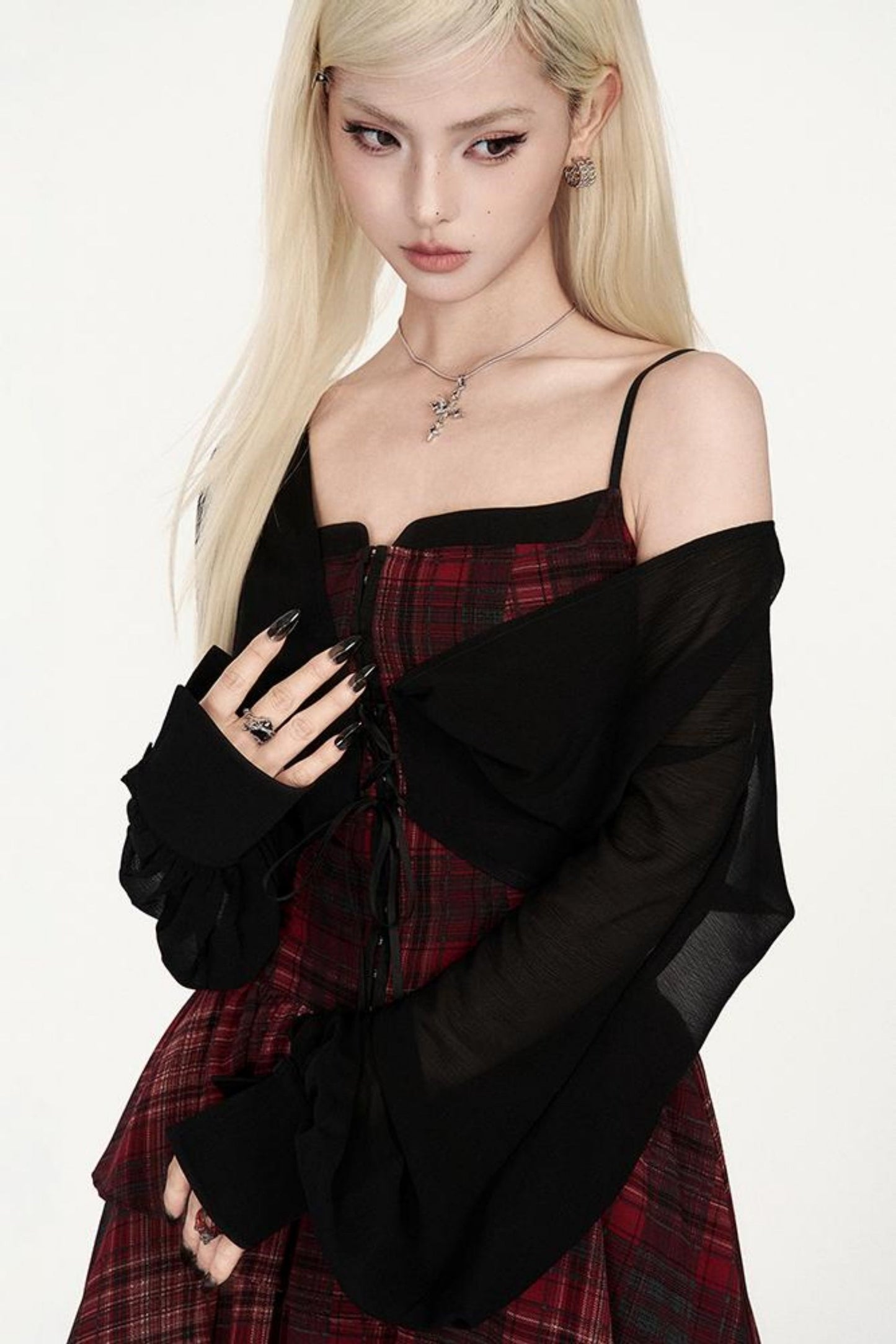 Irregular Sling Dress Check