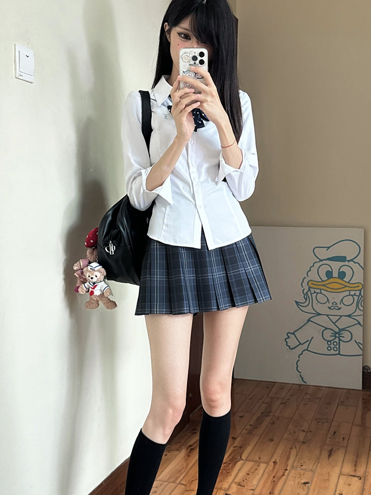 Uniform Preppy Weißes Hemd Stil JK