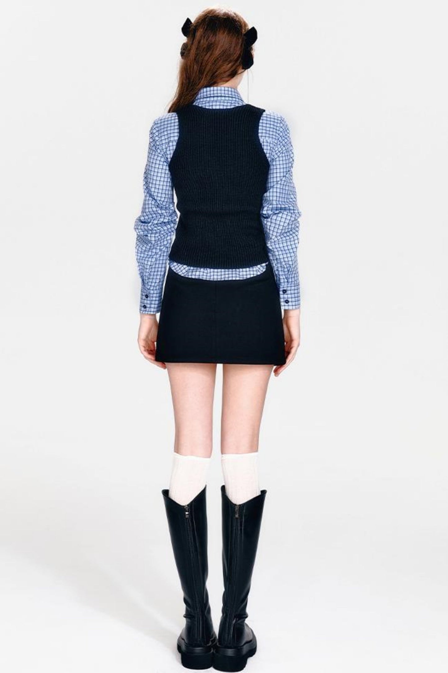 Shirt and Hip Cool Blue Check Skirt Mint Setup