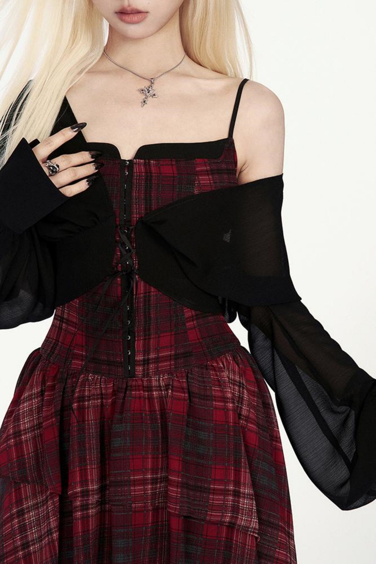 Irregular Sling Dress Check