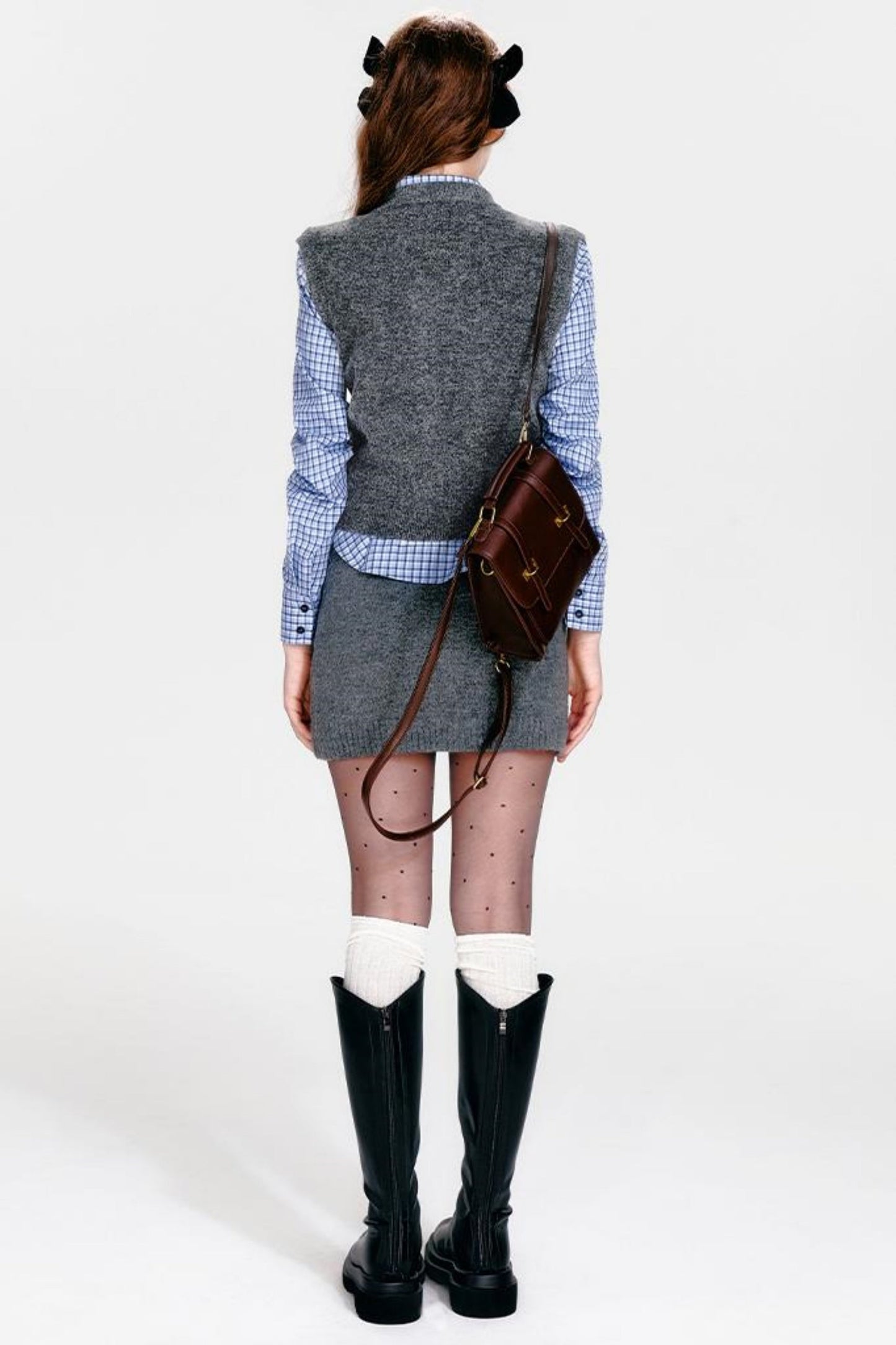 Vest Zip Knit + Skirt Chic Cardigan Tight