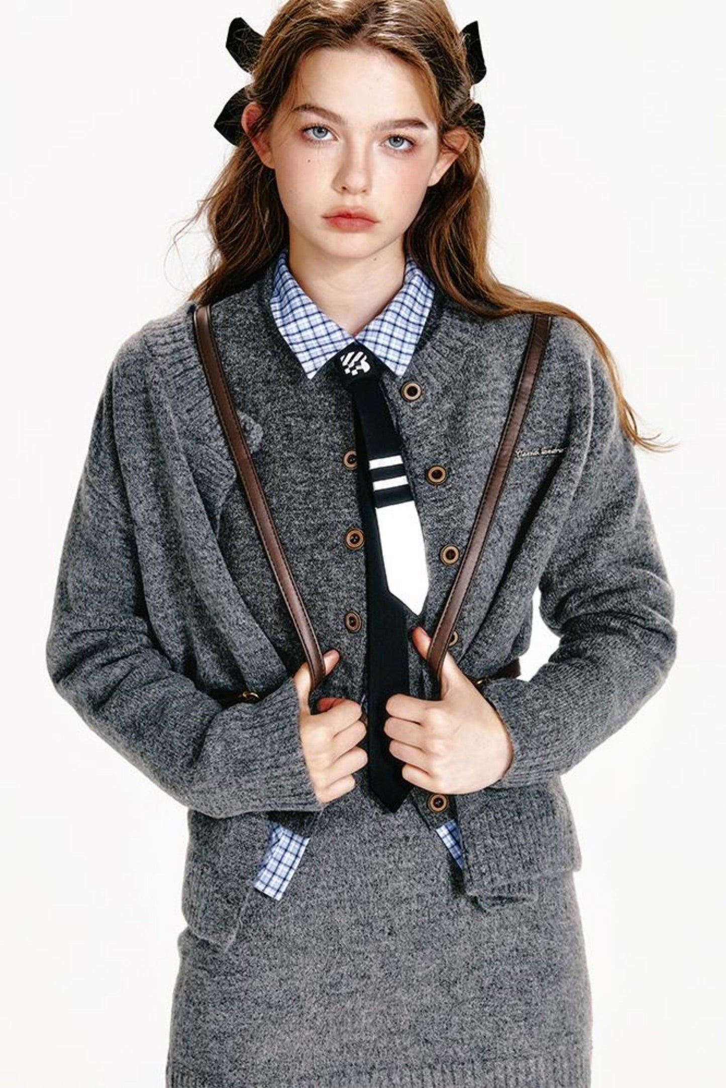 Vest Zip Knit + Skirt Chic Cardigan Tight