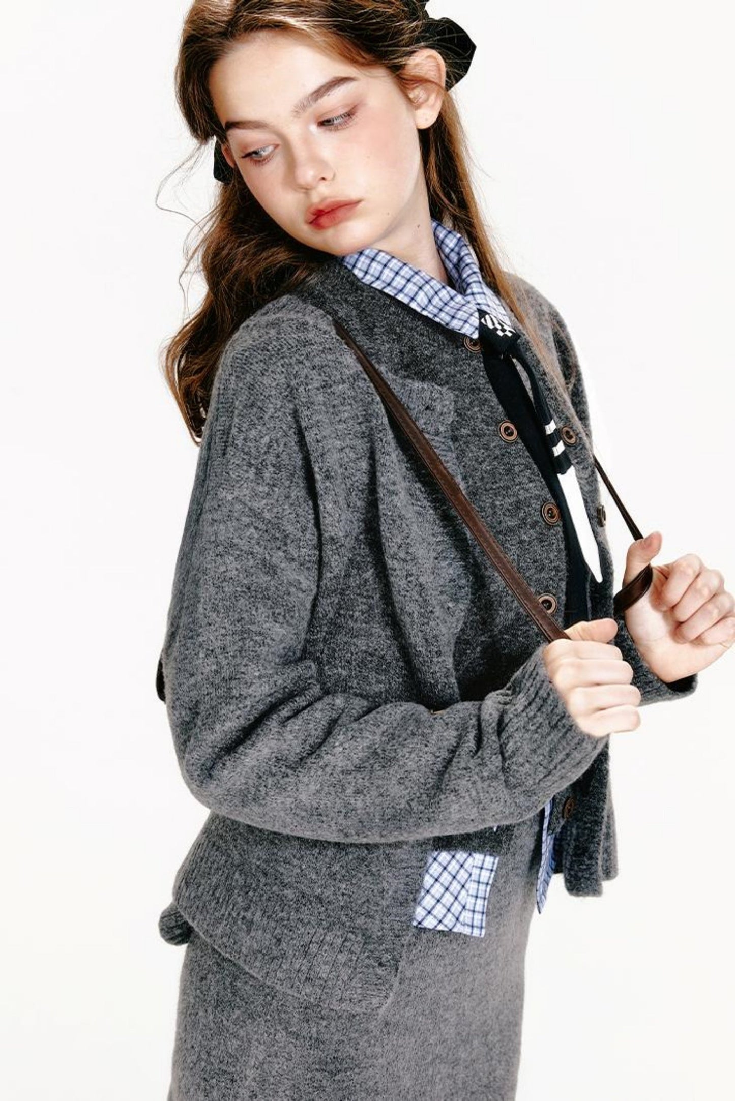 Vest Zip Knit + Skirt Chic Cardigan Tight