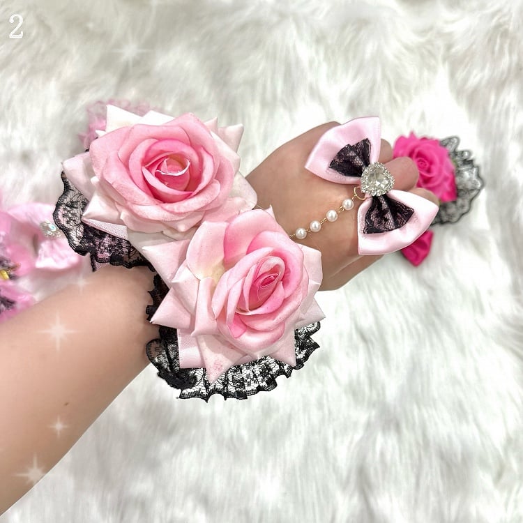 Rhinestone 4 Design With Heart Lace Bowknot Floral Options Trim Ring Decorated Bracelet