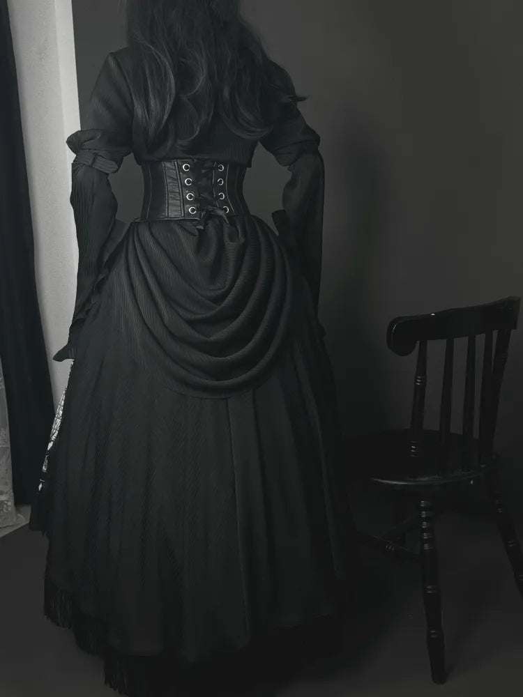 Corset Black Boned Belt PU Leather