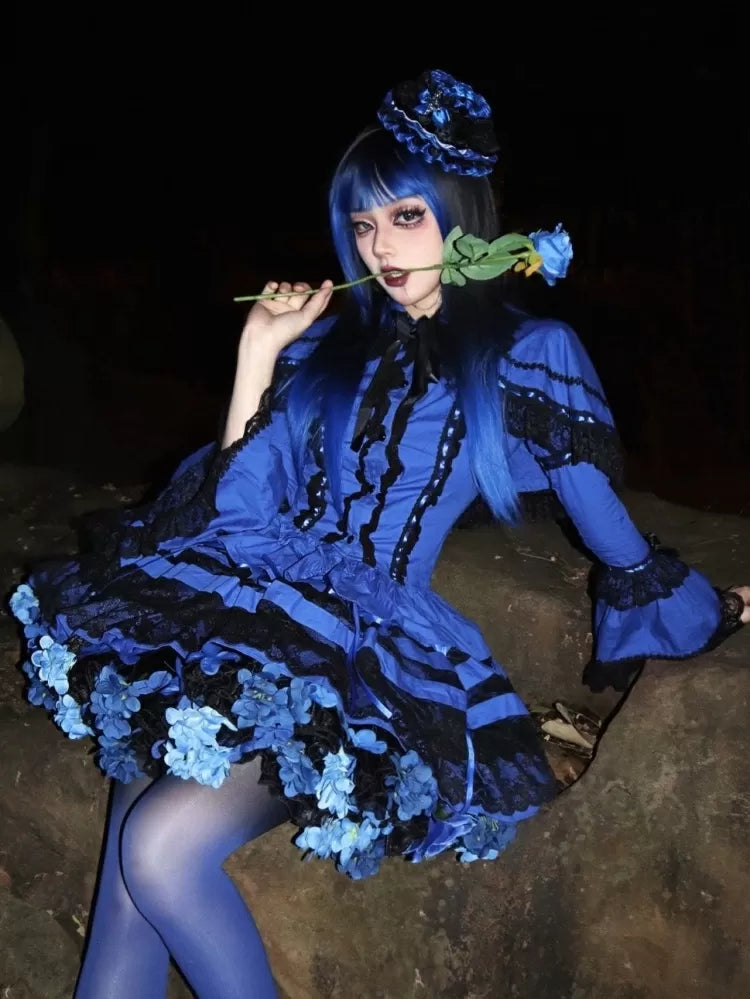 Floral Petticoat 35cm/45cm Length BlackBlue-Harvest Spring