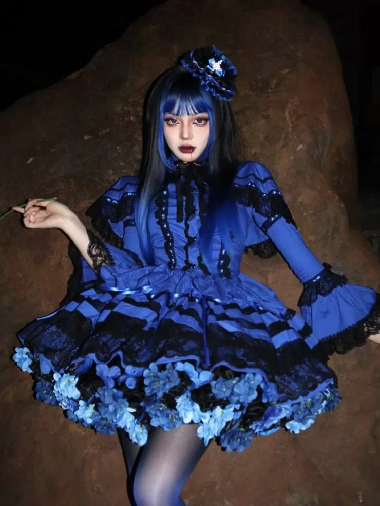Floral Petticoat 35cm/45cm Length BlackBlue-Harvest Spring