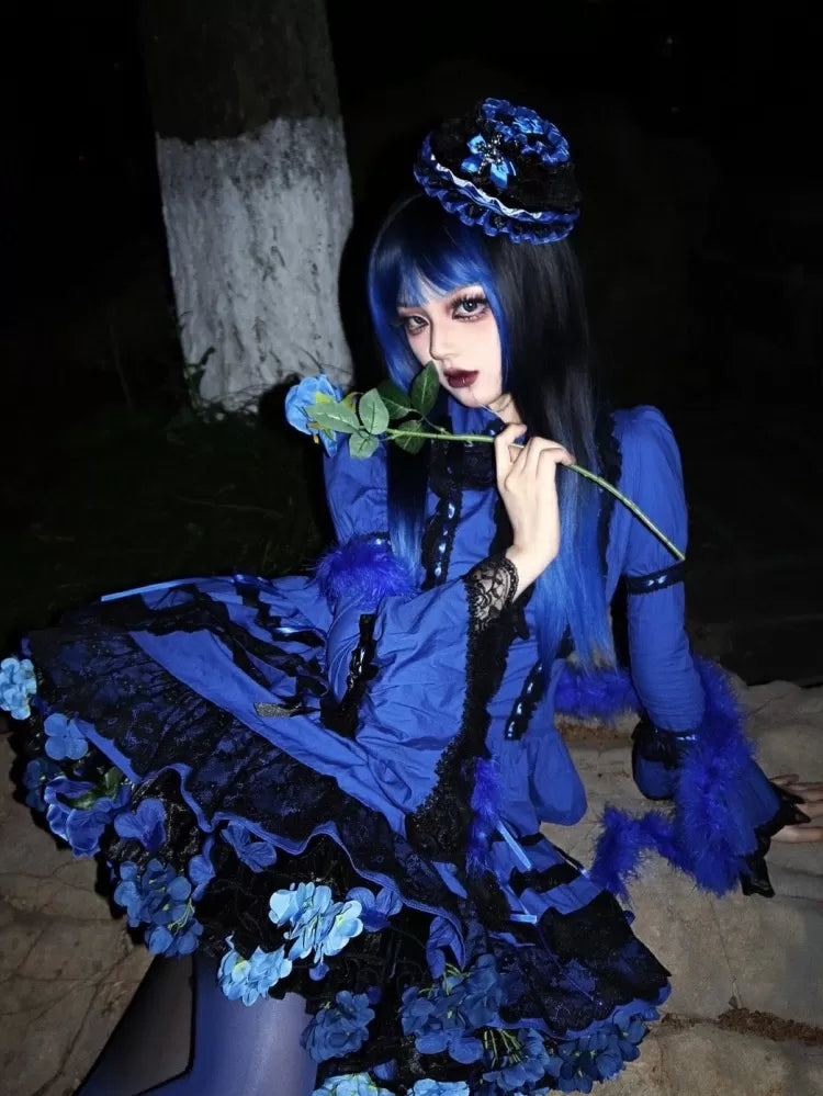 Floral Petticoat 35cm/45cm Length BlackBlue-Harvest Spring