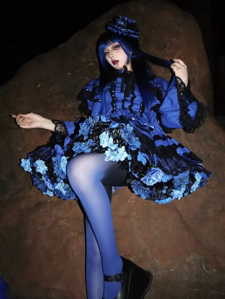 Floral Petticoat 35cm/45cm Length BlackBlue-Harvest Spring