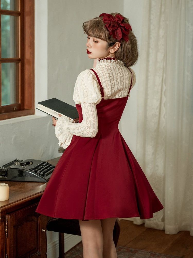 Spaghetti Waist Straps Elegant Dress Fit Red Slim