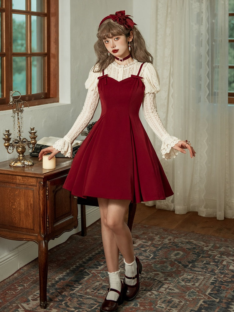 Spaghetti Waist Straps Elegant Dress Fit Red Slim