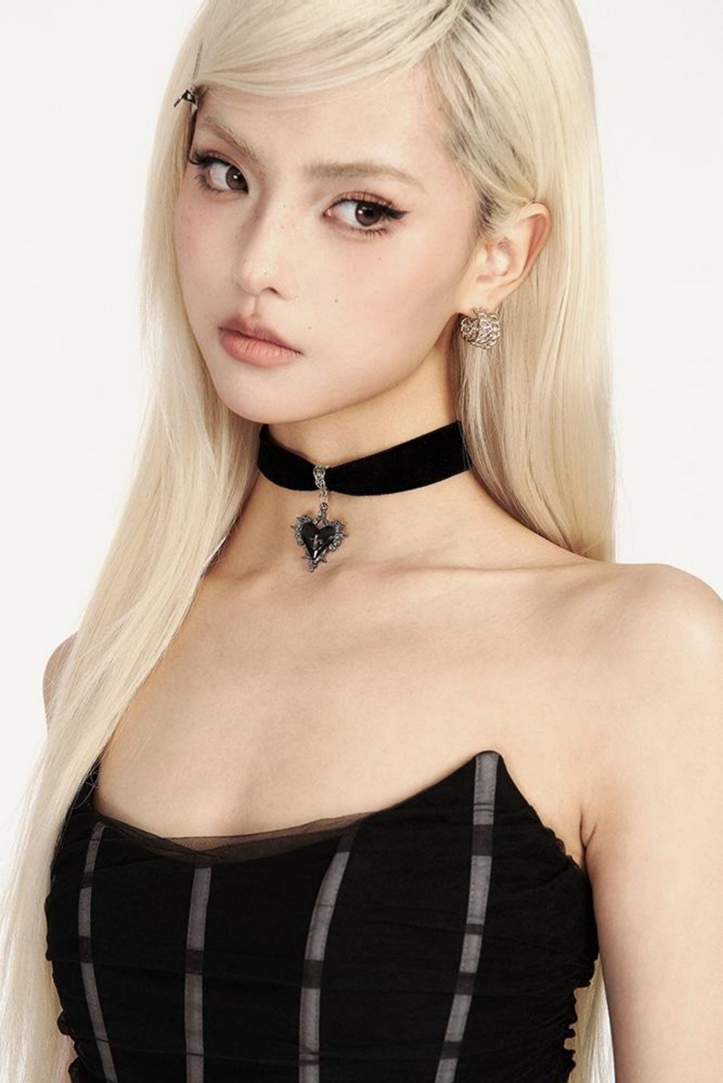 Mesh-Splice-Kleid Schwarz