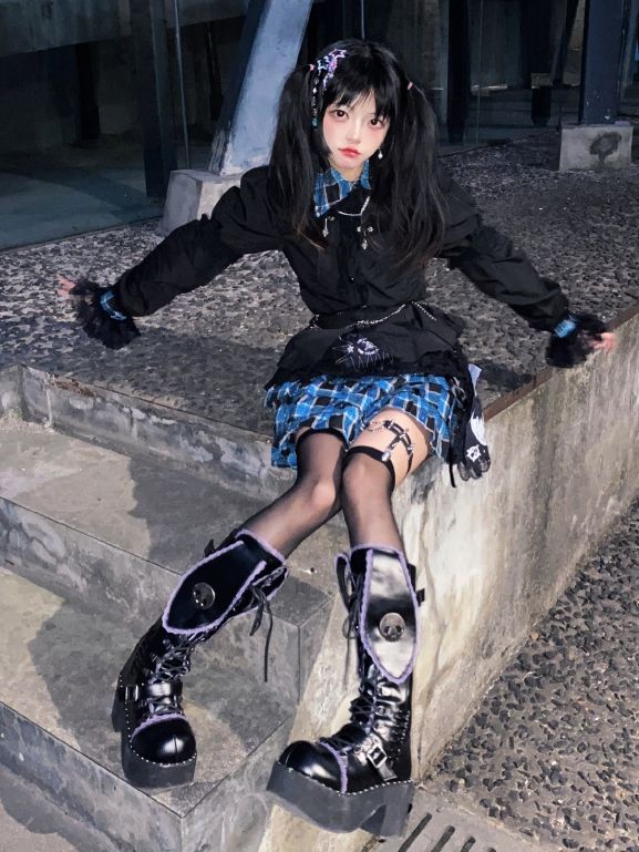 Bad Bunny Lace Trim Bunny Ears Platform Boots