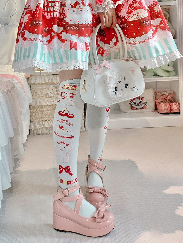 Süße Lolita-Overknee-Strümpfe mit Welpen-Print