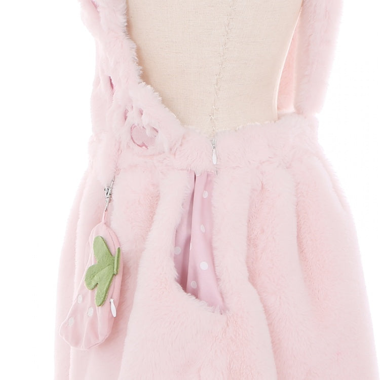 Rosa süße Bunny Plüsch Overalls Bubble Shorts