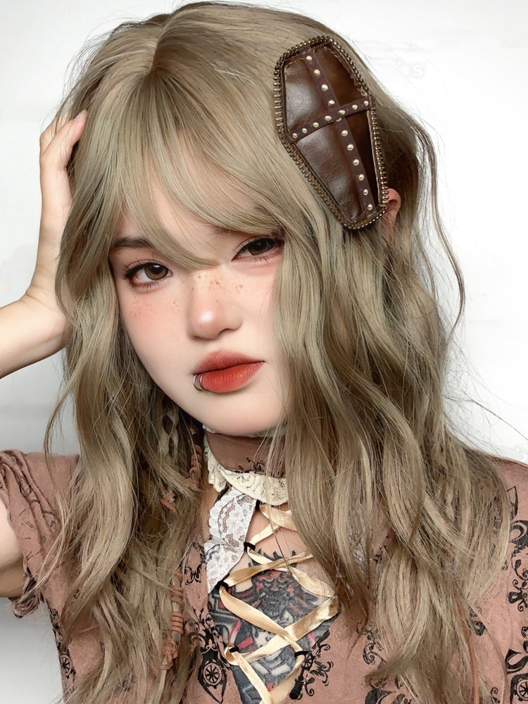 ダークブラウンのスチームパンクな棺型ヘアクリップ