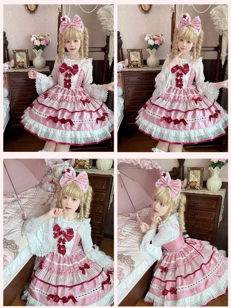 Weiße Lolita-Bluse mit gestuften Glockenärmeln