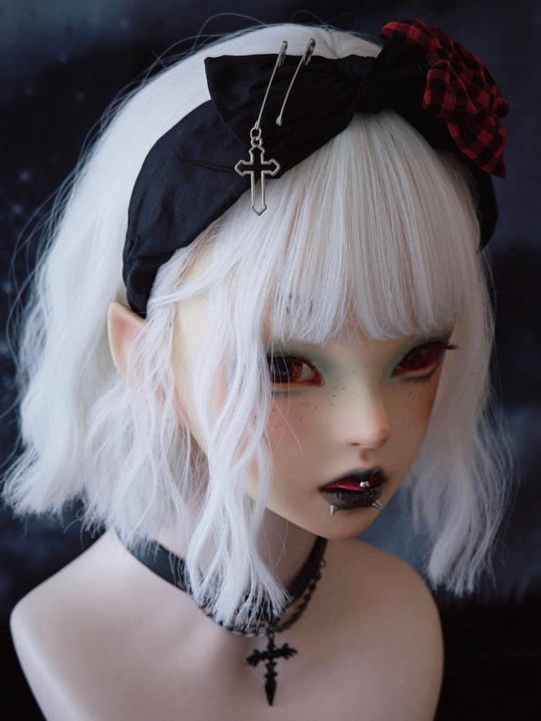 Cross Details Charm KC And Bowknot Pins With Black
