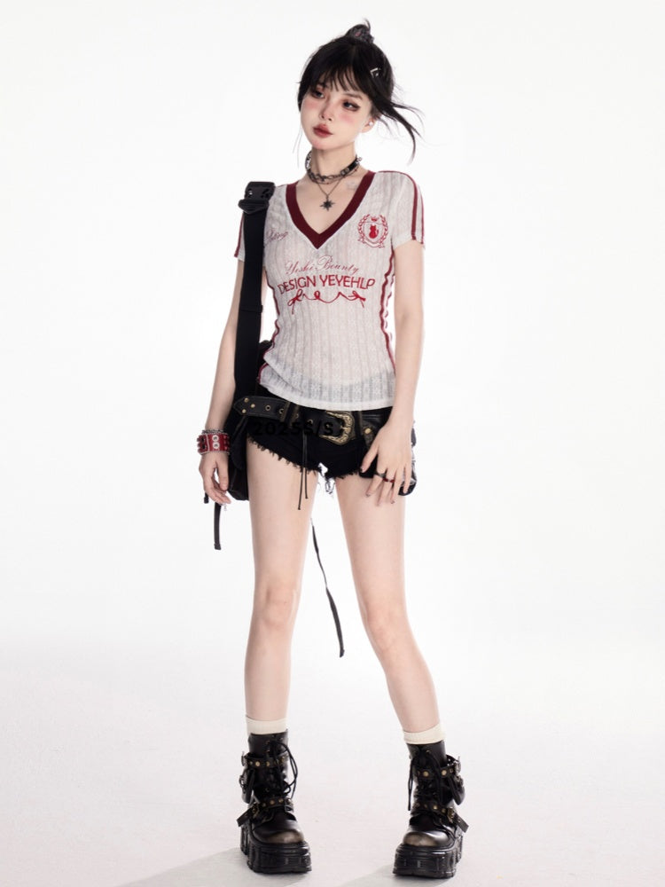 Black Low Rise Raw Hem Faded Wash Denim Shorts Belt with Buckle