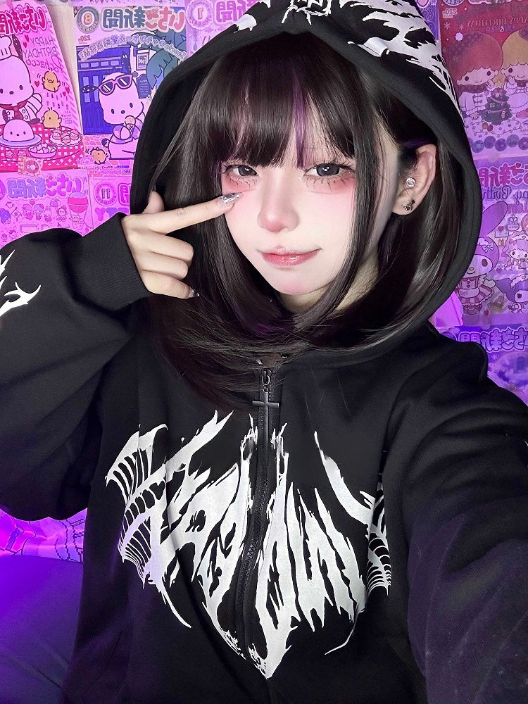 With Length Purple 56CM Wig Bangs And Black Straight Air Highlight