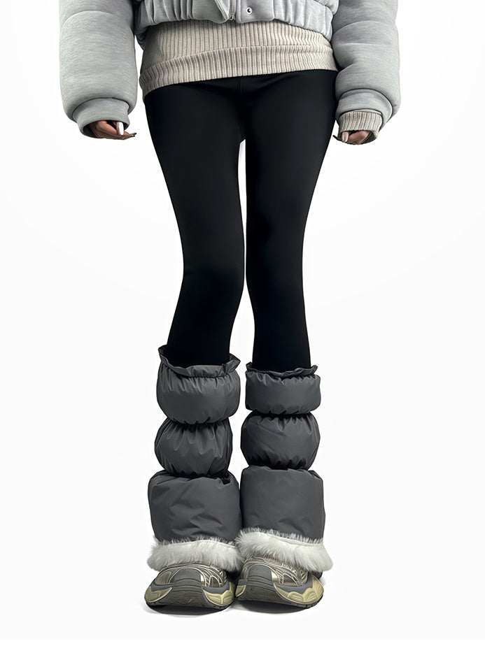 Grey/White/Black Puffy Warm Leg Warmers