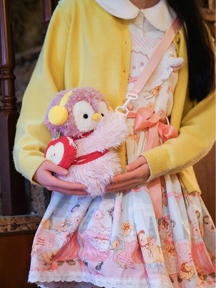 Pink Bag 2 Penguin Options Cute Middle/Large + Backpack/Crossbody Keychain Plush Size