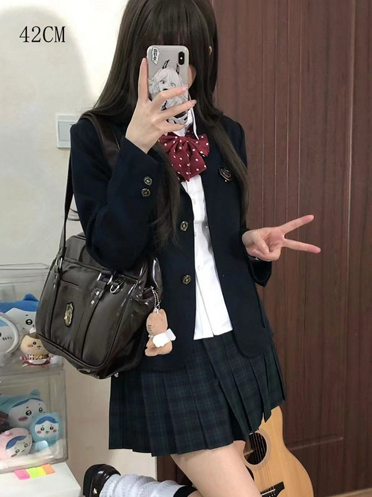 Länge 42CM/45CM/55CM/65CM Plaid Uniform Plissee Rock JK Grün Muster
