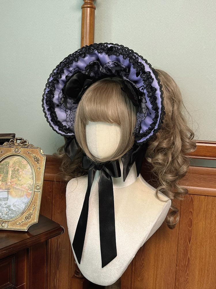 and / with Ears Bonnet Bear Pink Purple Sweet Lolita Embroidery