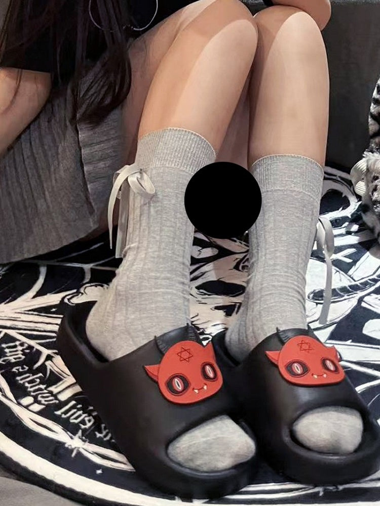 Devil Applique Gothic Red With Black Slippers Summer