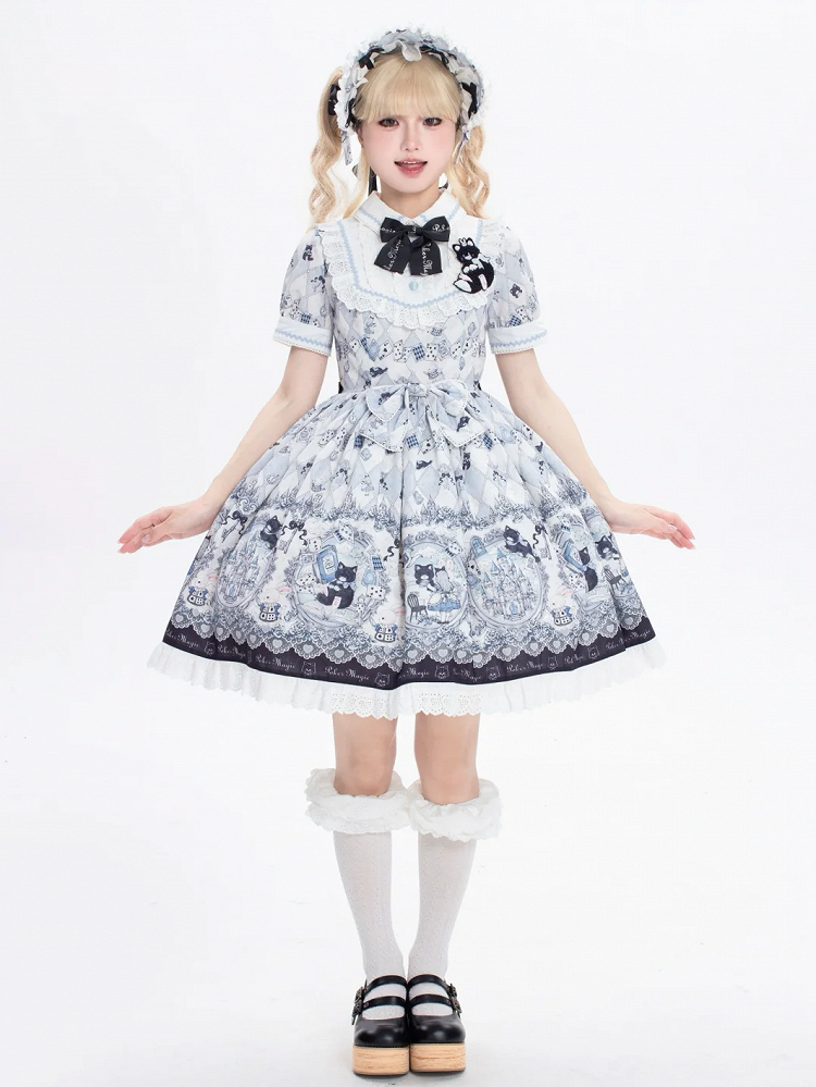 Sweet Wonderland and Kitty Lolita in Piece Dress One Print Alice Theme Bunny