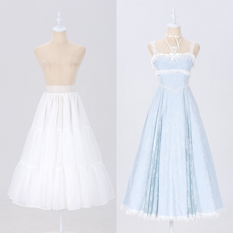 Long Daily Petticoat Layered 85cm White A-line