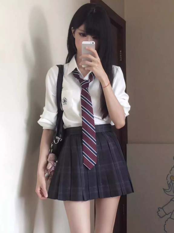 Rock Muster Grau 42CM Dunkel JK Plissee Uniform Plaid