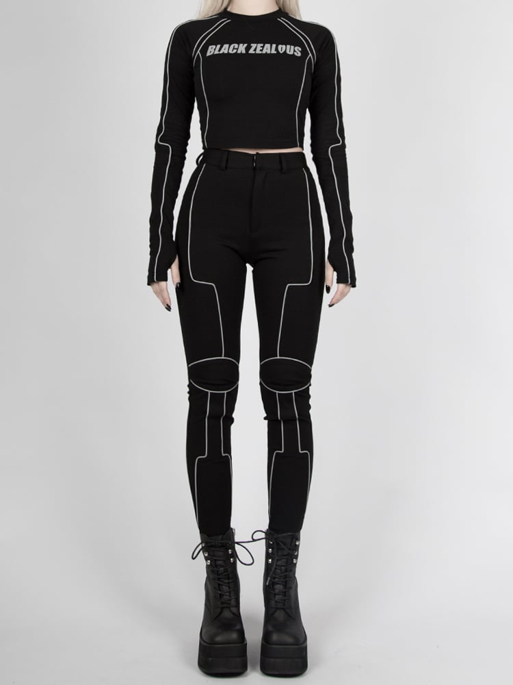 Pants High Reflective Bikecore Futuristic Waist Cyberpunk
