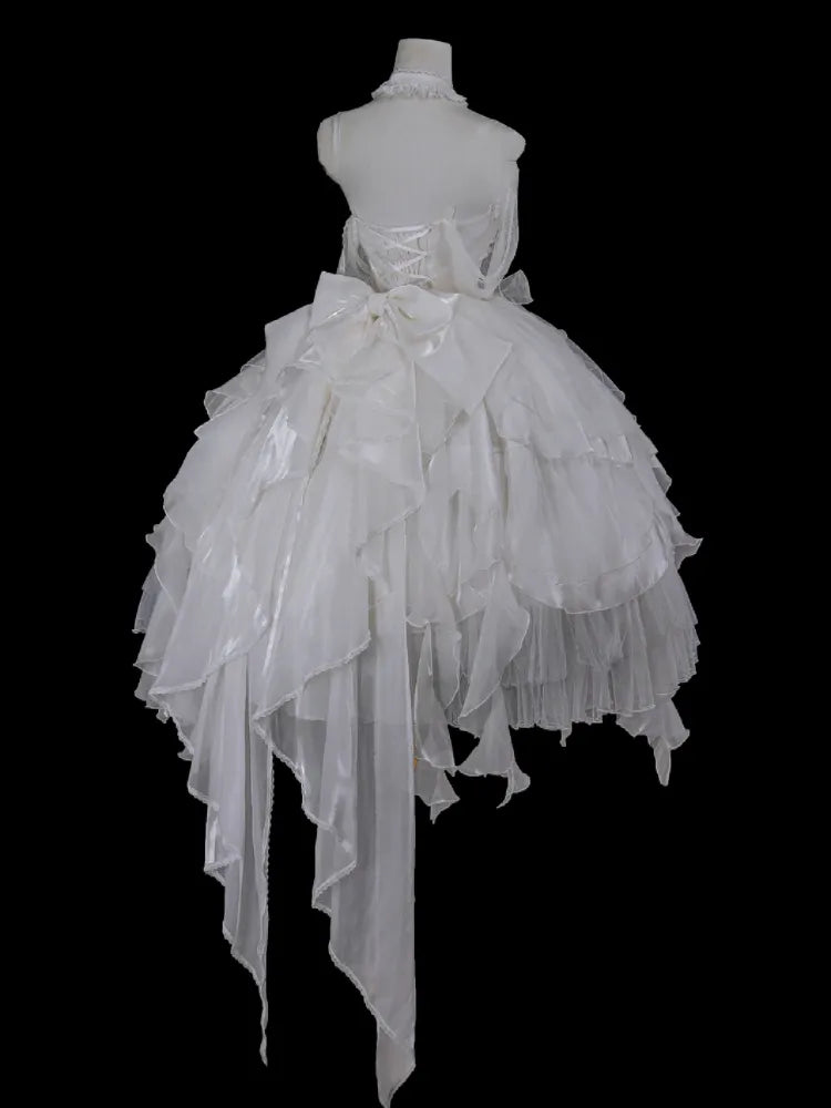 JSK Cascading Corset Layered Princess White Shiro Ruffle Lolita Skirt Trim Dress