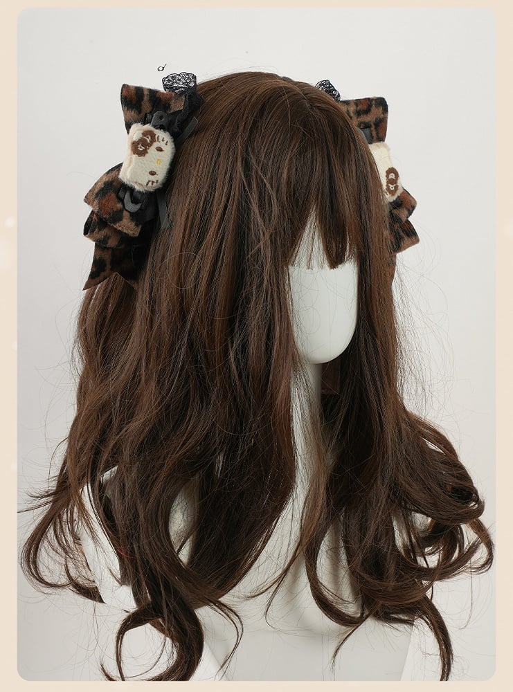 Kaffee Leopard Bowand Kitty Haarspangen