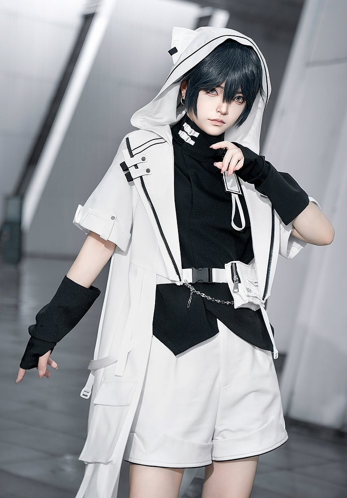 Cyberpunk Ears Coat Ouji White Hooded Techwear Cat Fashion