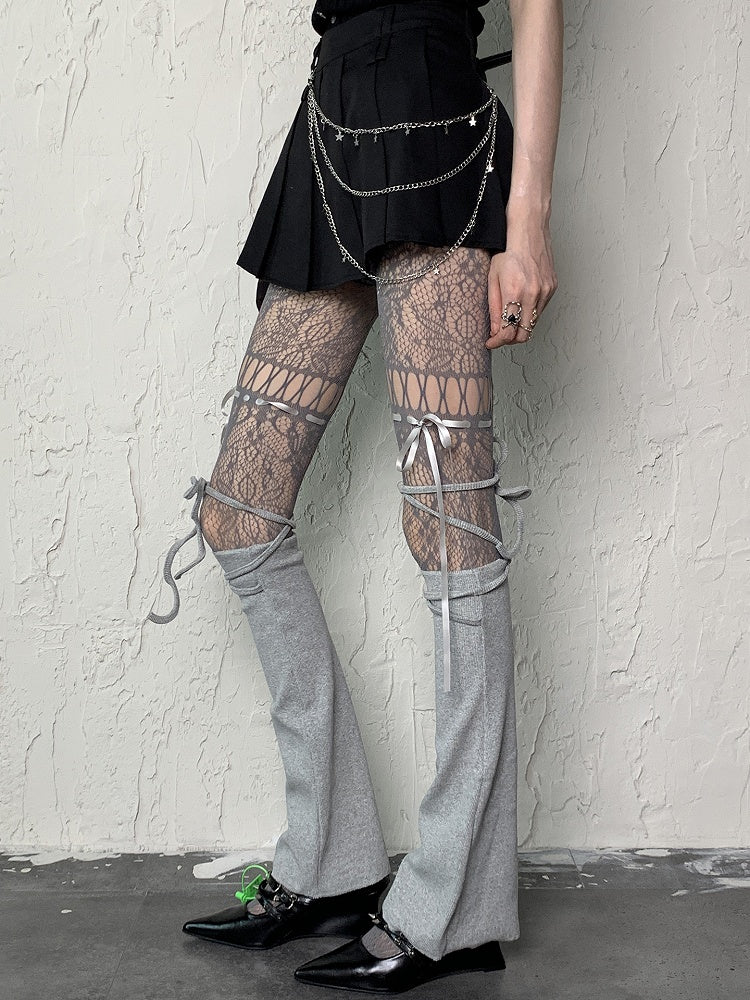 Gray Leg Self-tie Straps Y2K Sleeves