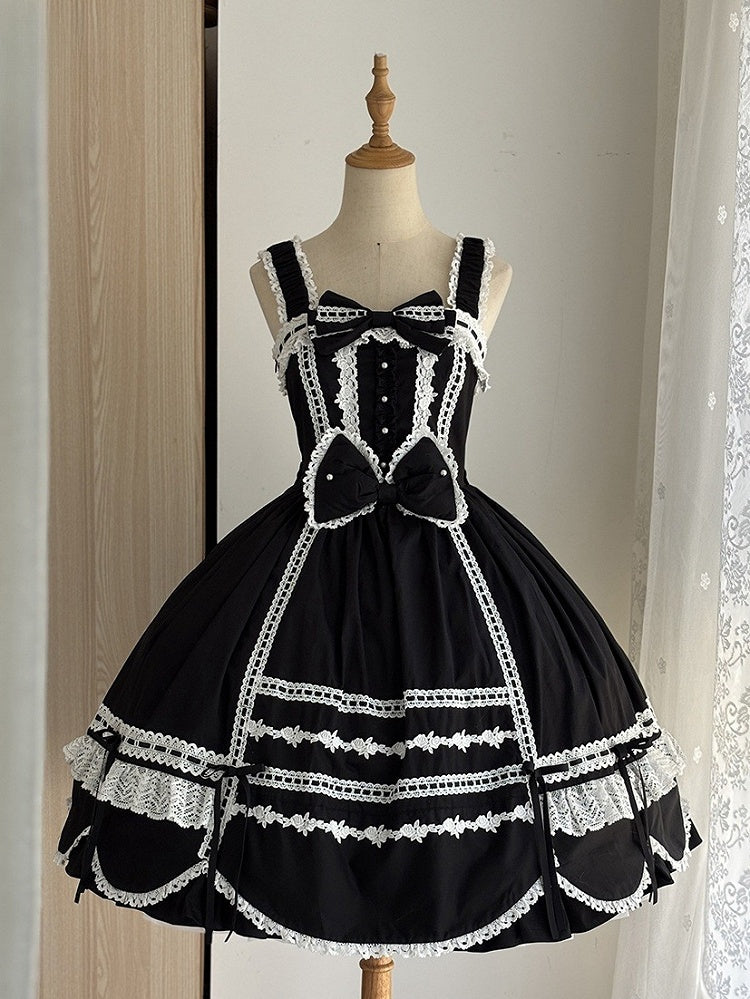 Trimmen Sie alten schwarzen Pullover Saum Schule Rand Kleid gewellten Rock Lolita
