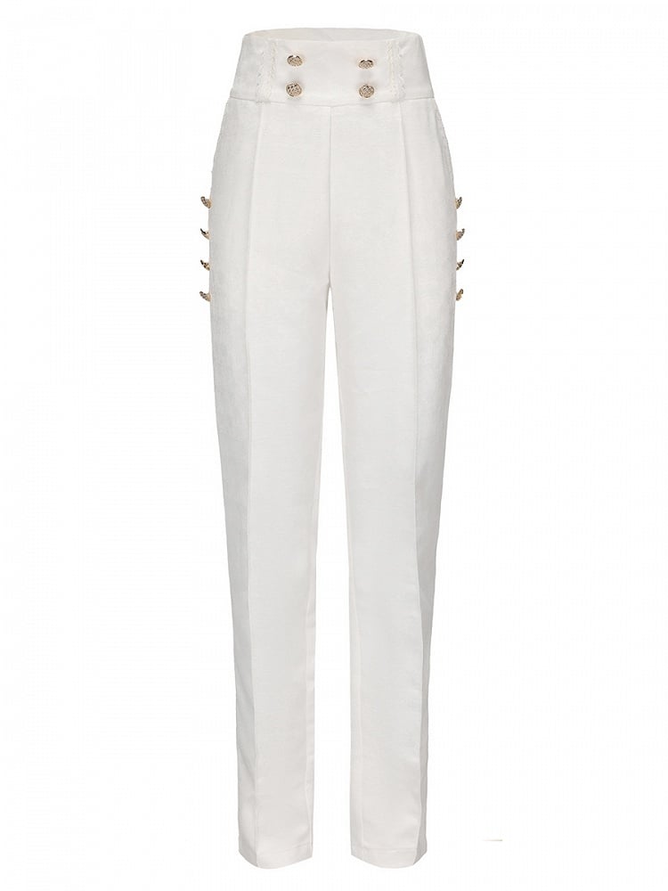 Waist Lolita Pants Ouji Style White Prince High