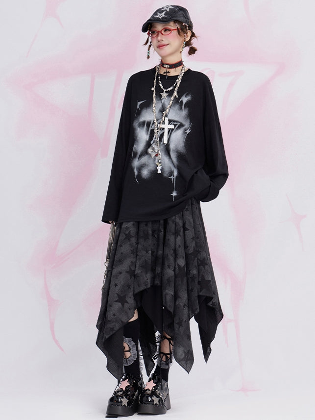 Black Star Loose Long Sleeves T-shirt