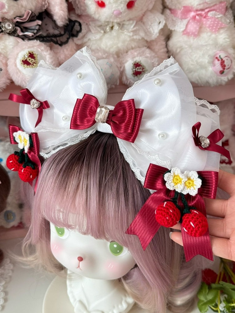 Pink/WhiteRed Decorated Rhinestone KC Bowknot