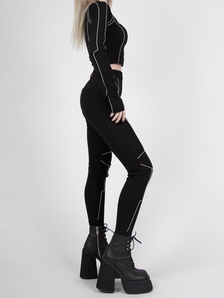 Pants High Reflective Bikecore Futuristic Waist Cyberpunk