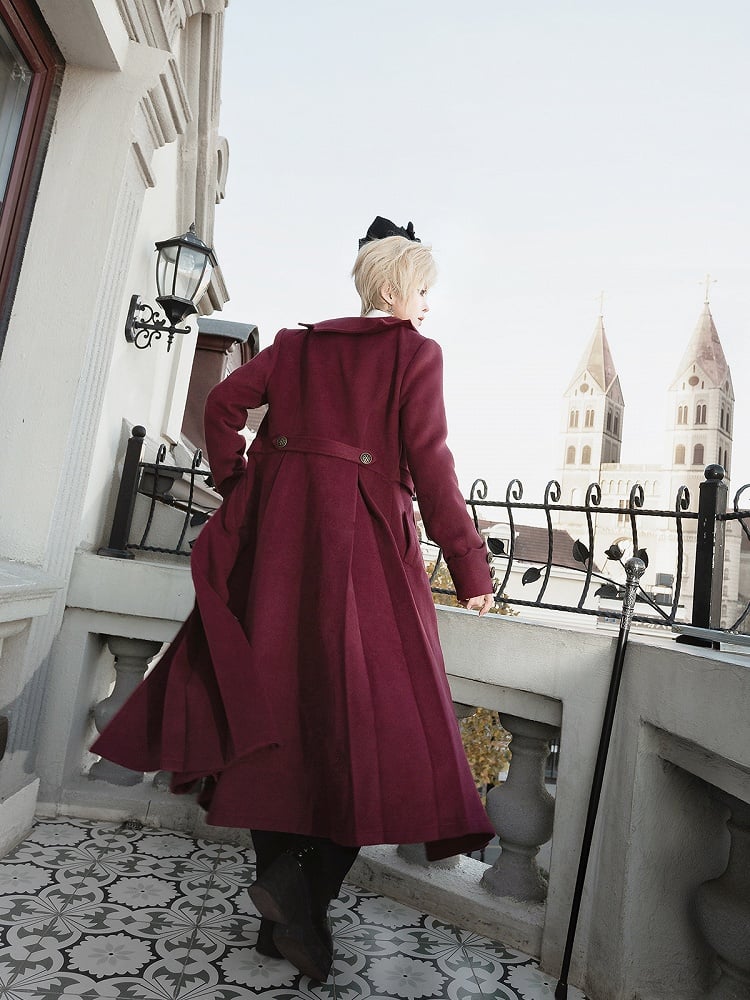 + Wings Shirt Red Collar Sleeves Black Waist High Pants Ouji Coat Cross Long Charms Bat Lolita White