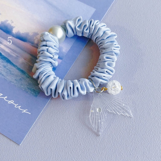 Beaded 7 Mermaid Charm Options Blue Scrunchie Decorated